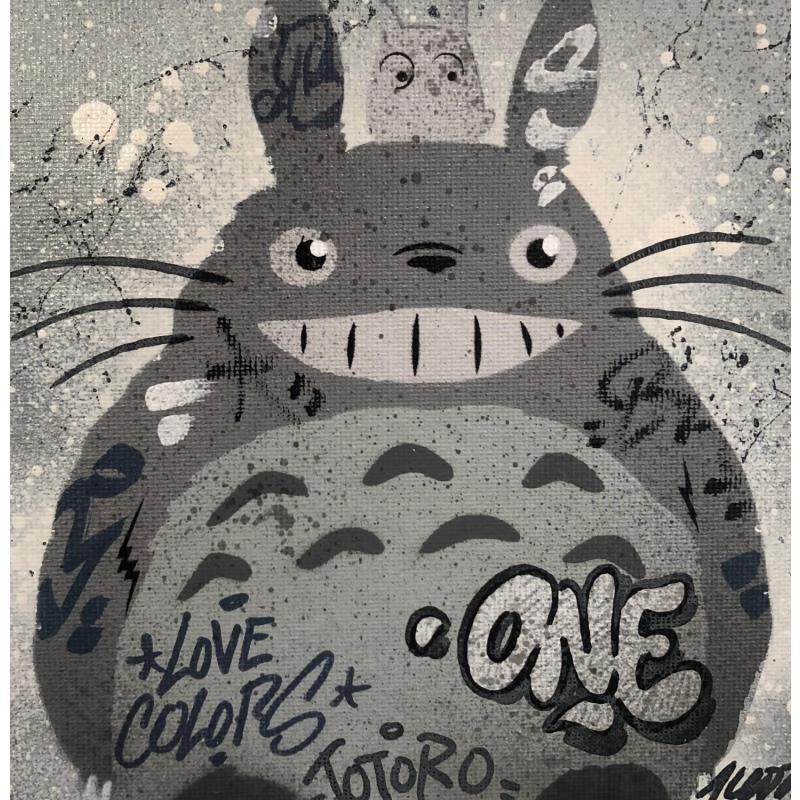 Painting Totoro gris by Kedarone | Painting Pop-art Pop icons Graffiti Acrylic