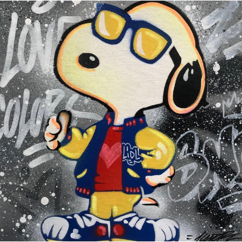 Gemälde Snoopy Bad Boy von Kedarone | Gemälde Pop-Art Pop-Ikonen Graffiti Acryl