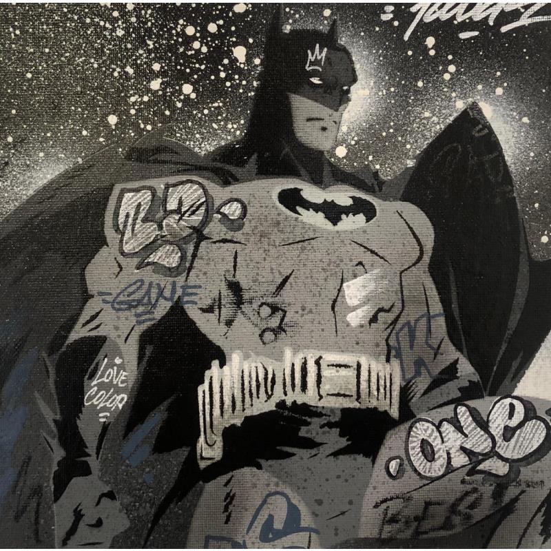 Gemälde Batman gris von Kedarone | Gemälde Pop-Art Pop-Ikonen Graffiti Acryl
