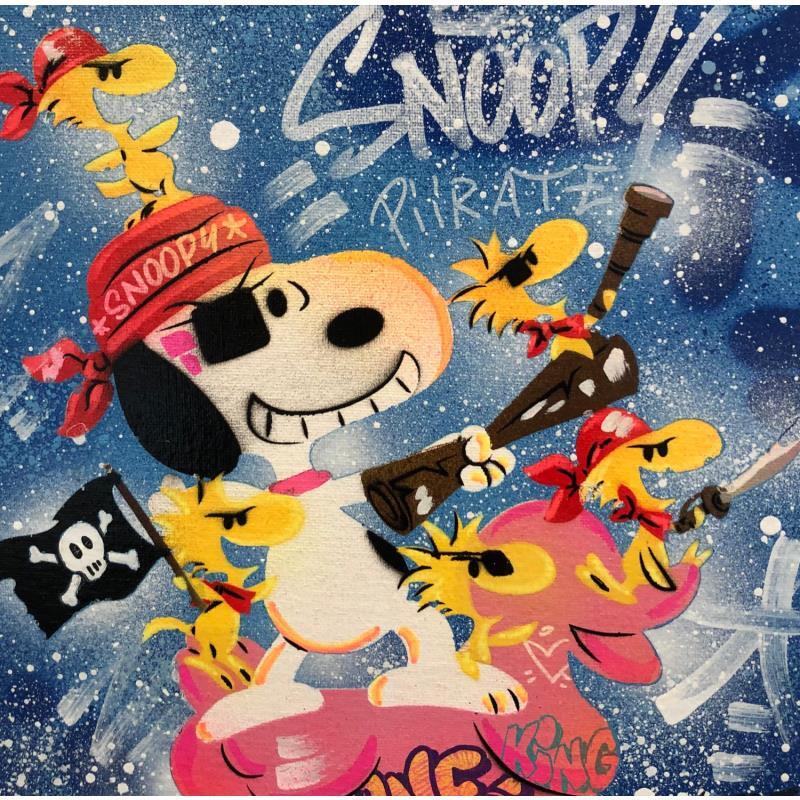 Gemälde Snoopy attaque Pirate von Kedarone | Gemälde Pop-Art Pop-Ikonen Graffiti Acryl