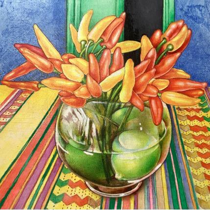 Peinture Bouquet de piments par Tchirieff Katia | Tableau Figuratif Huile Natures mortes