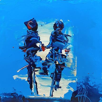 Peinture La vie en bleu par Raffin Christian | Tableau Figuratif Huile Scènes de vie