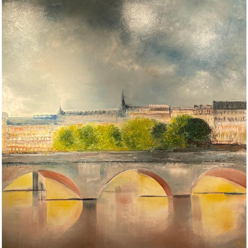 Peinture Sous le pont de Paris par Levesque Emmanuelle | Tableau  Huile