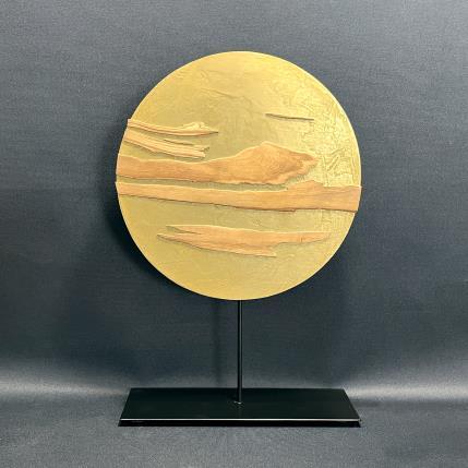 Sculpture Yugen laiton olivier 2 by Agnès K. | Sculpture Abstract Metal, Wood Minimalist