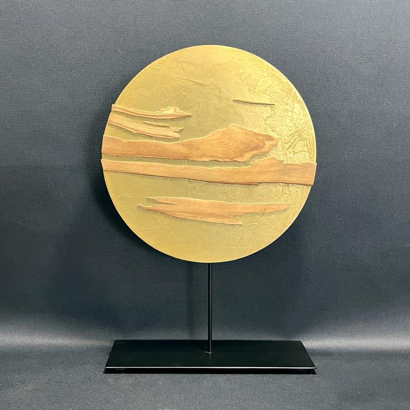 Skulptur Yugen laiton olivier 2 von Agnès K. | Skulptur Abstrakt Minimalistisch Holz Metall