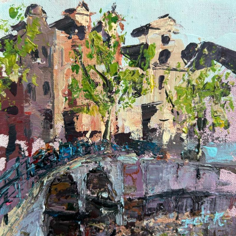 Painting Canal Symphony by Rodrigues Bené | Painting Figurative Urban Acrylic