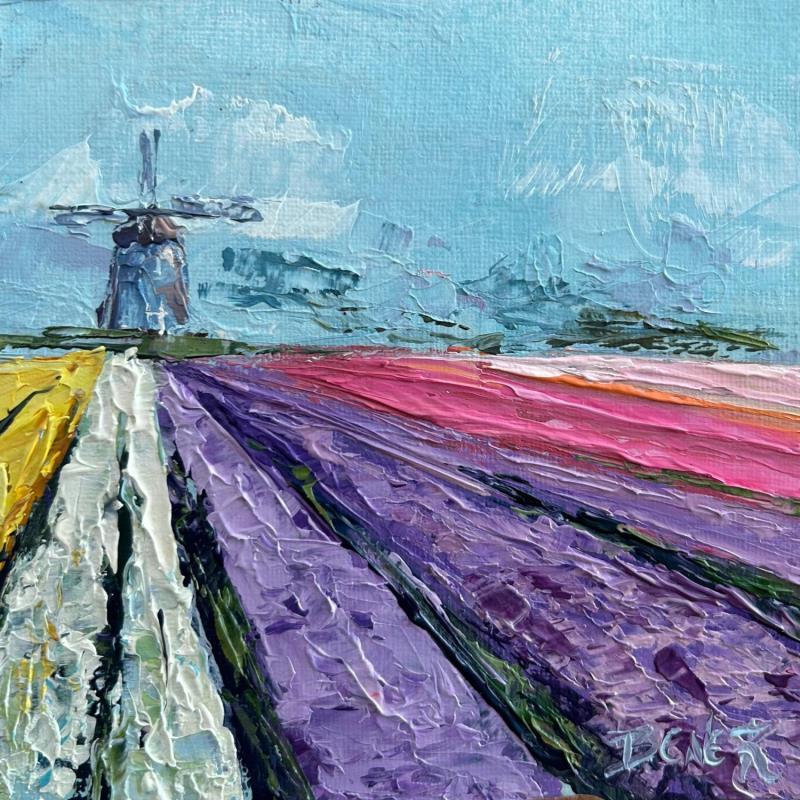 Painting Tulip fields by Rodrigues Bené | Painting Figurative Oil Urban