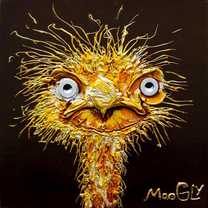 Painting Damoclus- by Moogly | Painting Raw art Acrylic, Cardboard, Pigments, Resin Animals