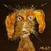 Gemälde Satisfus von Moogly | Gemälde Art brut Tiere Pappe Acryl Harz Pigmente