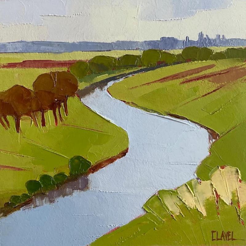 Peinture Prairies par Clavel Pier-Marion | Tableau Impressionnisme Paysages Bois Huile