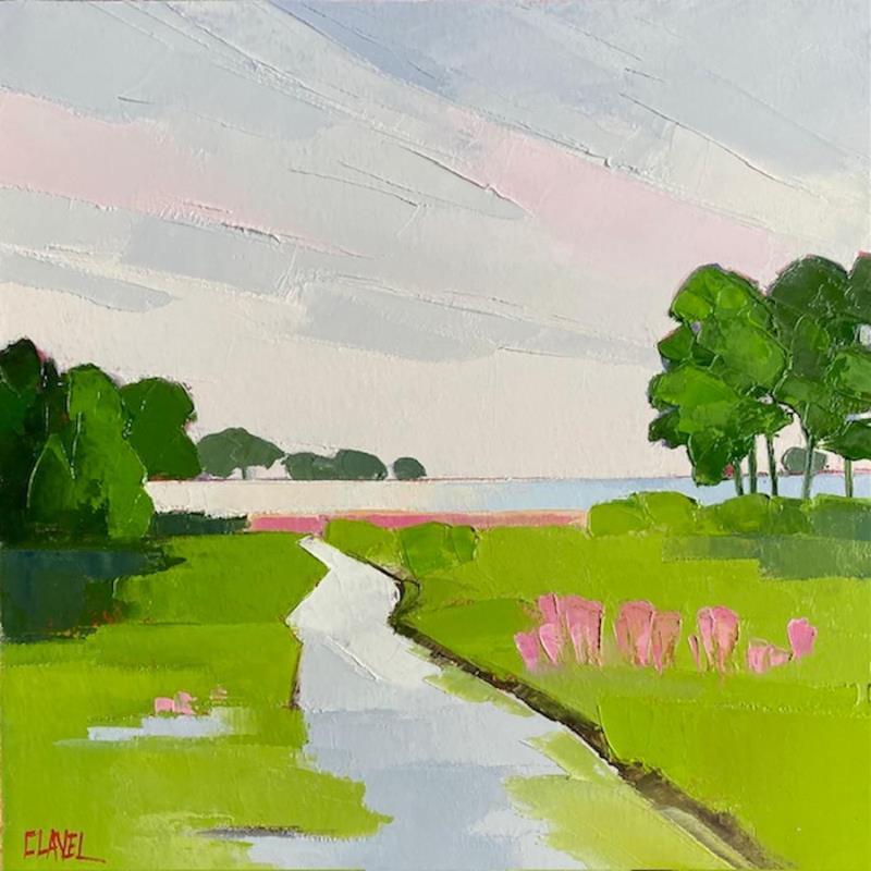 Peinture Clarté matinal par Clavel Pier-Marion | Tableau Impressionnisme Paysages Bois Huile