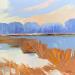 Peinture Sur les étangs, la glace par Clavel Pier-Marion | Tableau Impressionnisme Paysages Bois Huile