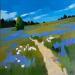 Peinture Alpage par Clavel Pier-Marion | Tableau Impressionnisme Paysages Bois Huile