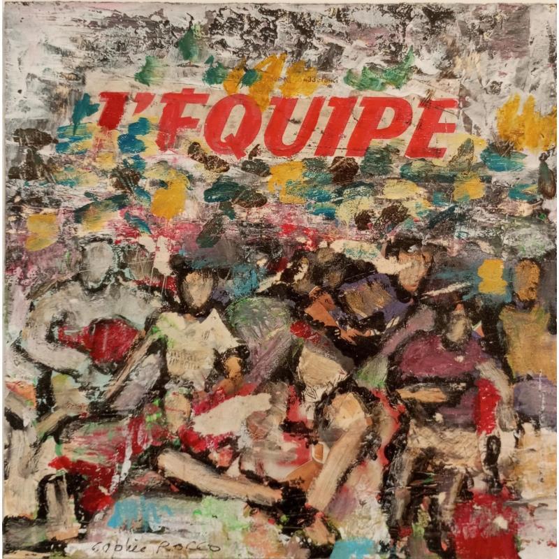 Painting L'équipe by Rocco Sophie | Painting Raw art Sport Acrylic Gluing Sand