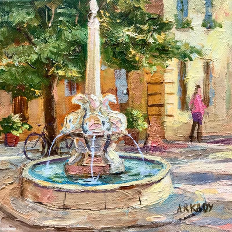 Peinture La fontaine des Quatre-Dauphin par Arkady | Tableau Figuratif Huile