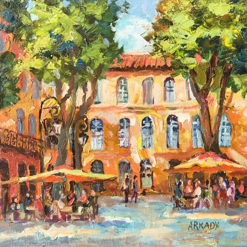 Gemälde Place de l’archevêché  von Arkady | Gemälde Figurativ Öl
