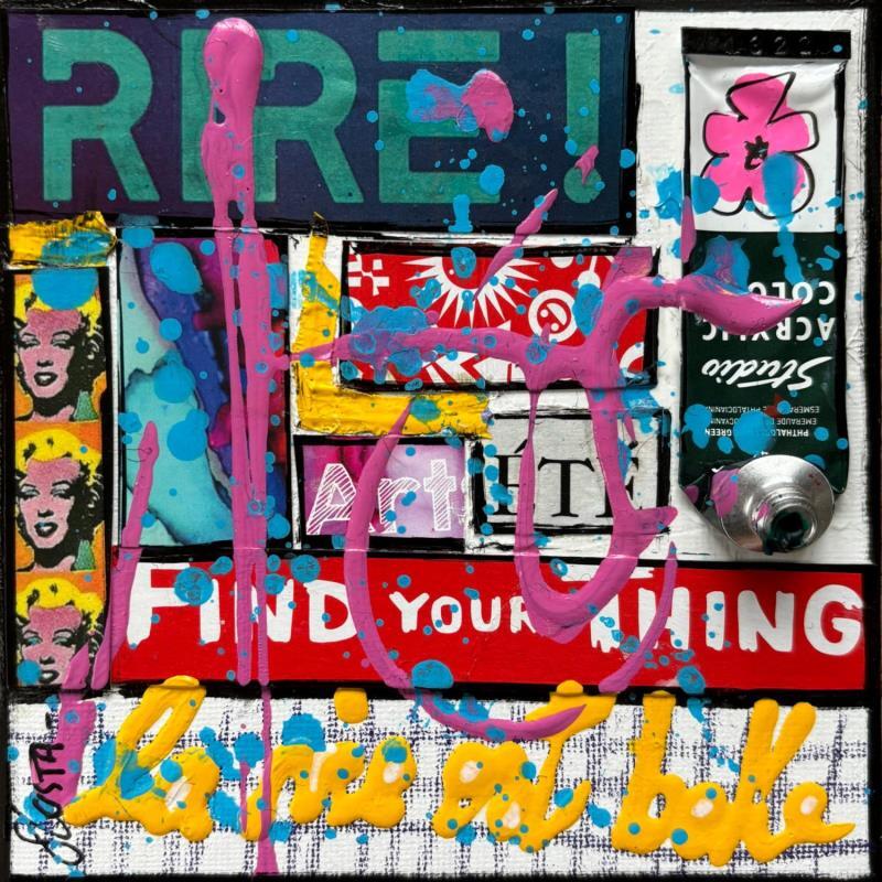 Painting RIRE ! by Costa Sophie | Painting Pop-art Acrylic Gluing Upcycling