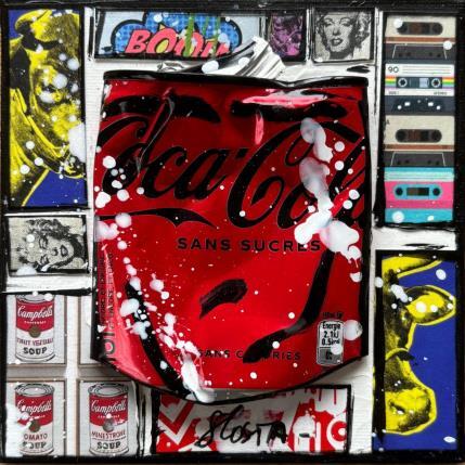 Peinture POP COKE (Warhol) par Costa Sophie | Tableau Pop-art Acrylique, Collage, Upcycling Icones Pop