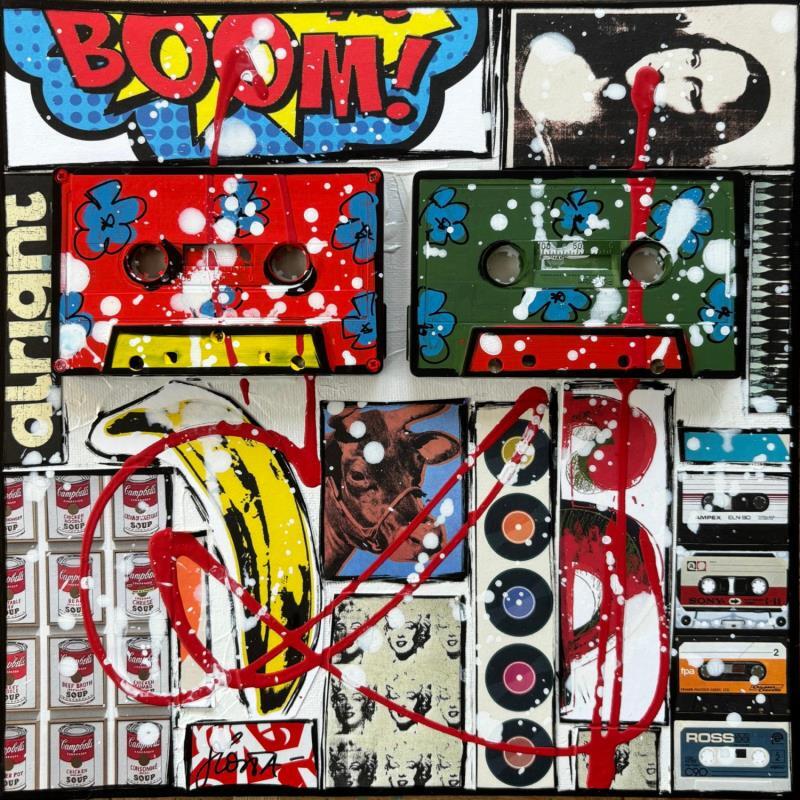 Peinture POP K7 (Warhol) par Costa Sophie | Tableau Pop-art Icones Pop Acrylique Collage Upcycling