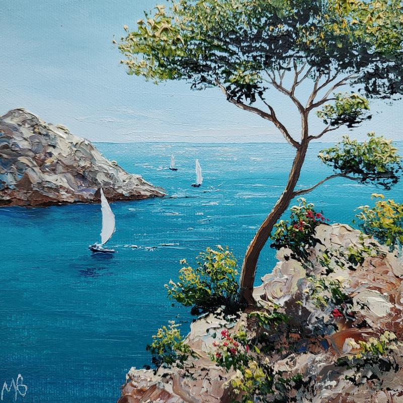 Painting La visite des calanques by Blandin Magali | Painting Figurative Landscapes Oil