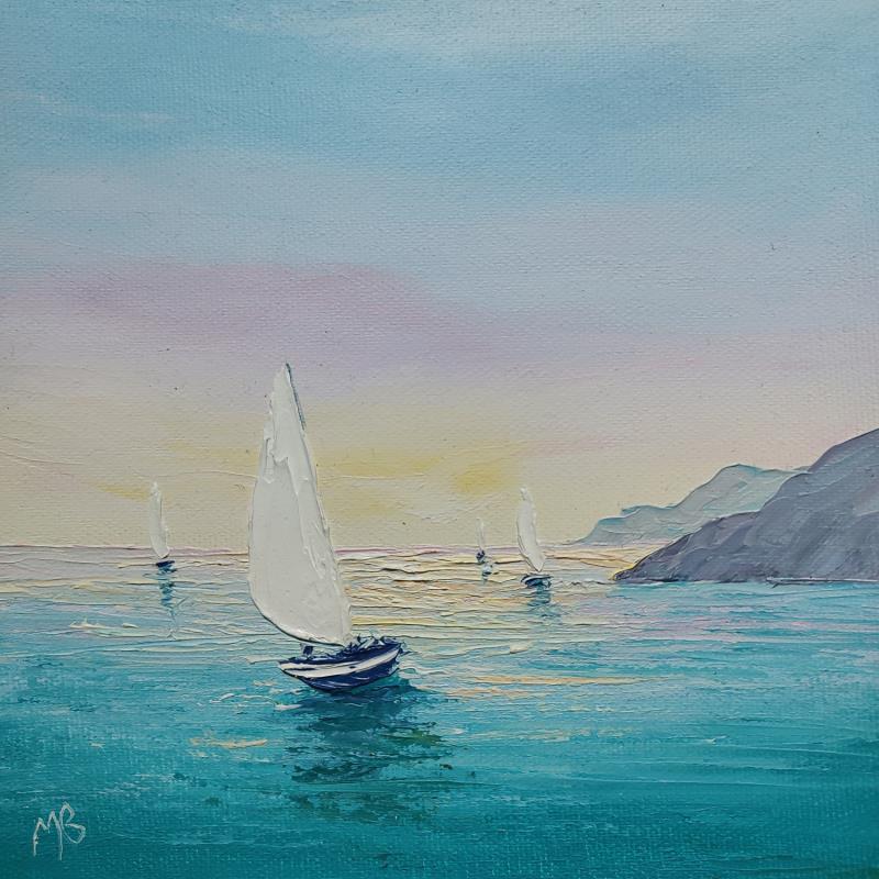 Painting Sortir les voiles by Blandin Magali | Painting Figurative Landscapes Oil