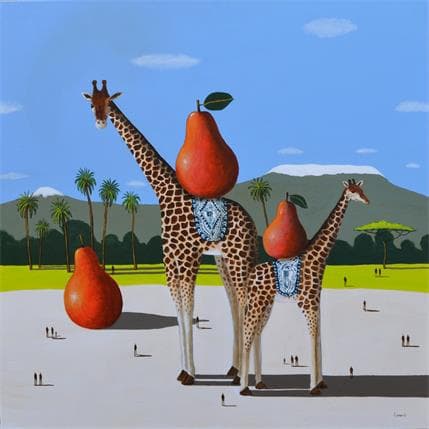 Painting Girafon by Lionnet Pascal | Painting Surrealist Acrylic Animals