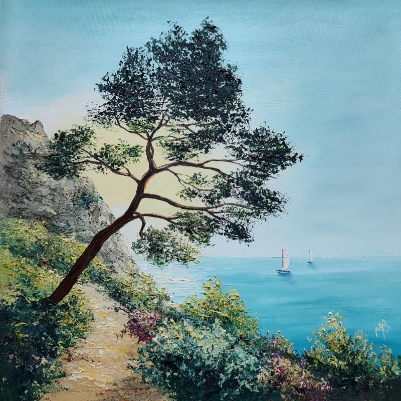 Gemälde Longer la côte von Blandin Magali | Gemälde Figurativ Landschaften Öl