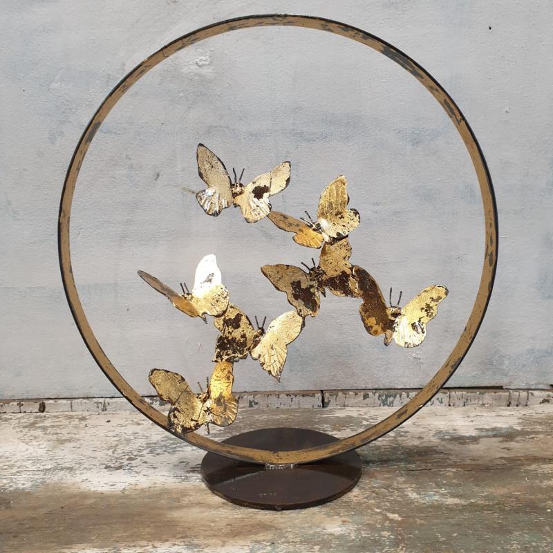 Sculpture envolée de papillon by Eres Nicolas | Sculpture Figurative Metal Animals