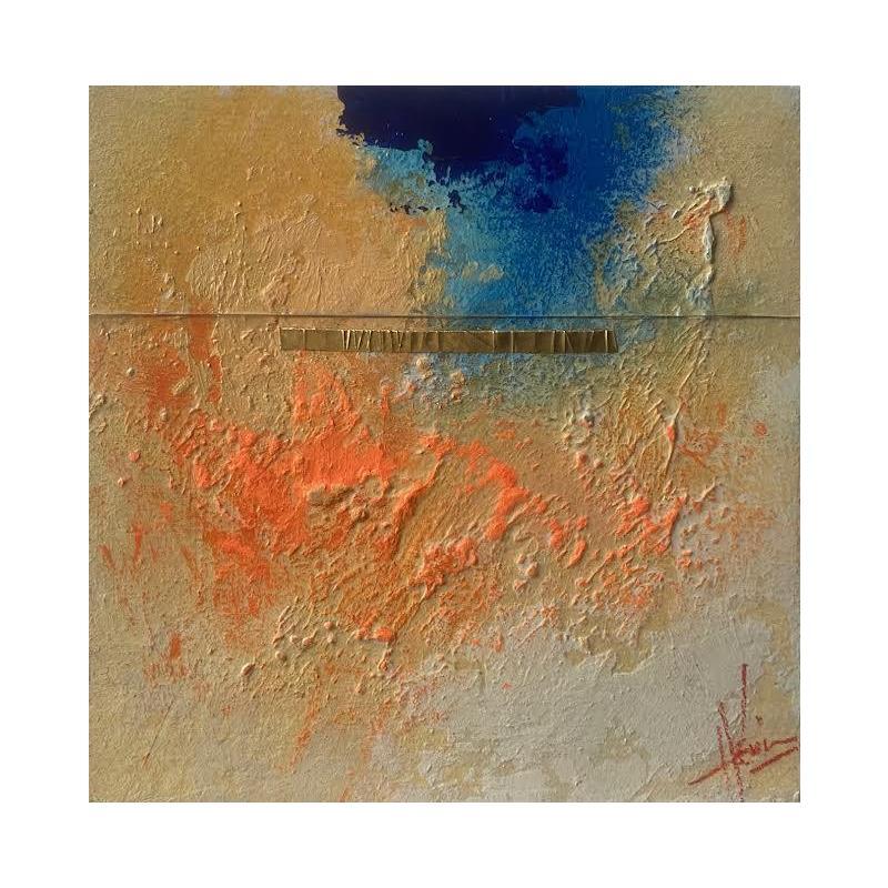 Peinture Abstraction #1990 par Hévin Christian | Tableau Abstrait Minimaliste Bois Huile Acrylique Pastel