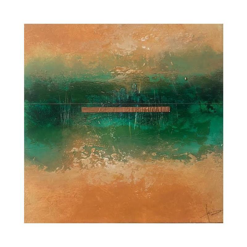 Painting Abstraction #1981 by Hévin Christian | Painting Abstract Minimalist Wood Oil Acrylic Pastel