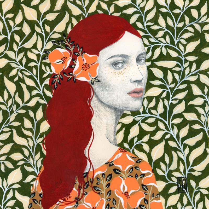 Painting Madeleine by Alie Loizel | Painting Figurative Acrylic Portrait