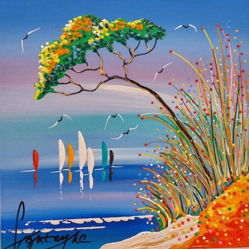 Painting La plage de nos amours by Fonteyne David | Painting Figurative Acrylic Landscapes, Pop icons