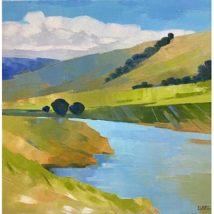 Peinture Dans les collines bleues  par Clavel Pier-Marion | Tableau Impressionnisme Huile Paysages