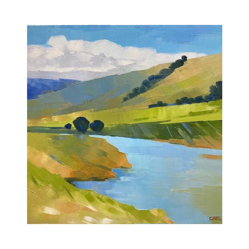 Peinture Dans les collines bleues  par Clavel Pier-Marion | Tableau Impressionnisme Huile Paysages