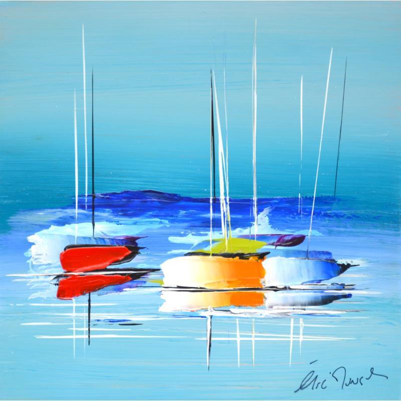 Painting Voyage En Bleu Turquoise by Munsch Eric | Painting Figurative Acrylic, Oil Marine