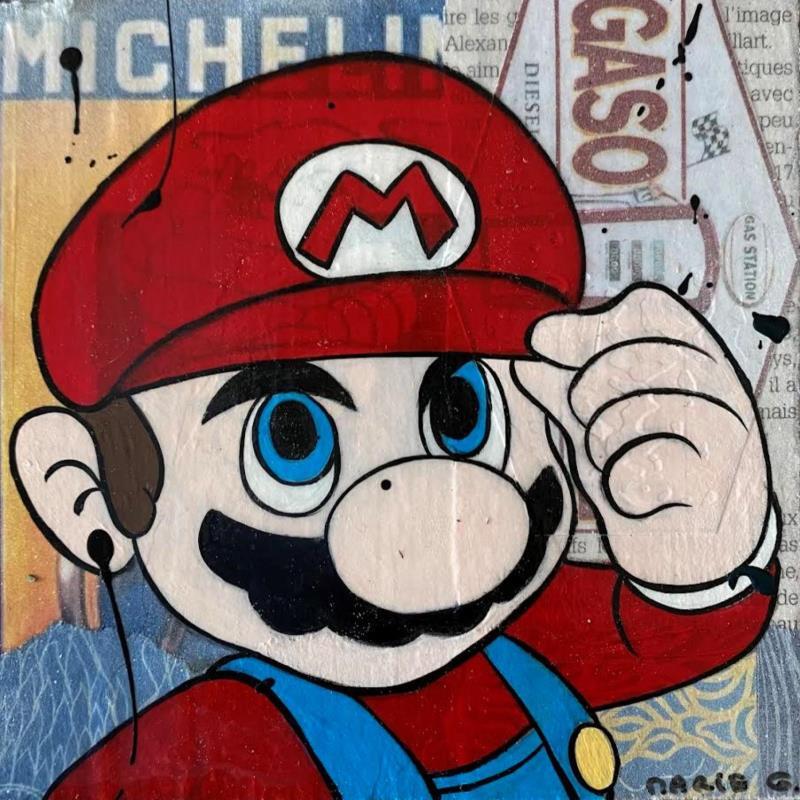 Painting F1  Hello Mario by Marie G.  | Painting Pop-art Pop icons Wood Acrylic Gluing
