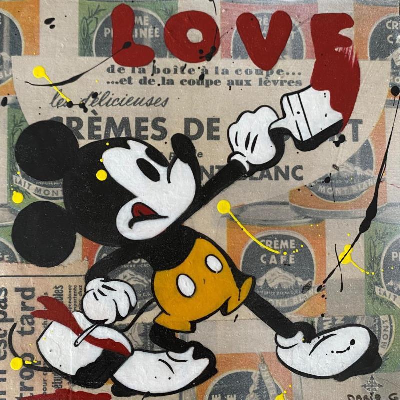 Gemälde F2 Mickey love von Marie G.  | Gemälde Pop-Art Pop-Ikonen Holz Acryl Collage