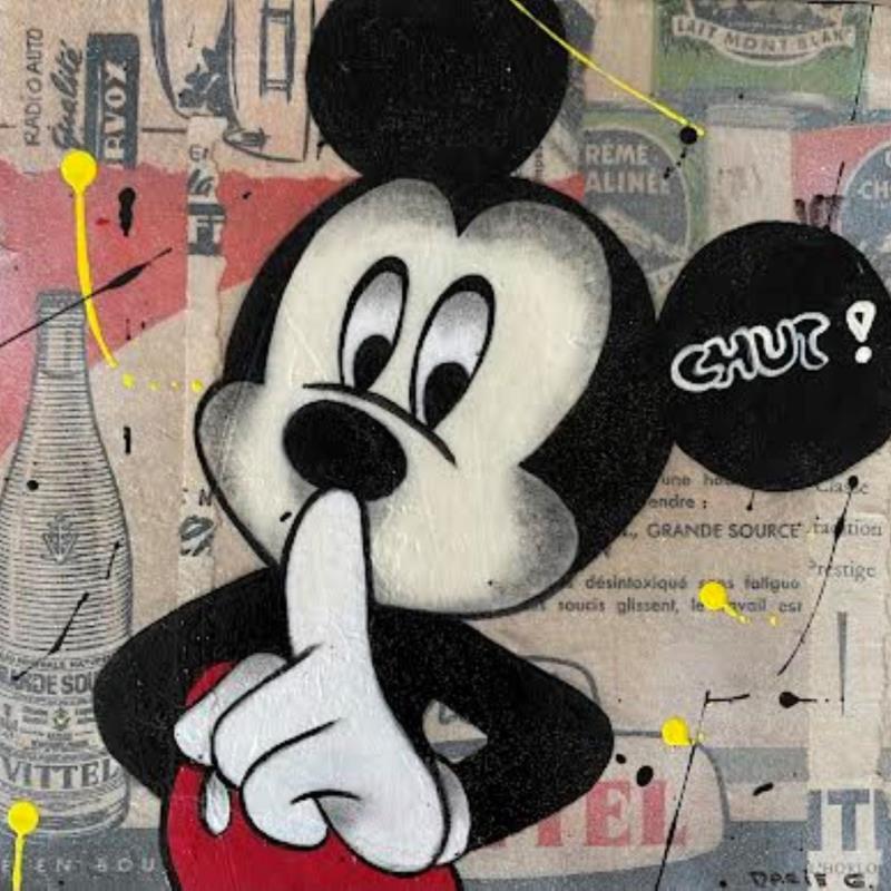 Peinture F2 CHUT ! par Marie G.  | Tableau Pop-art Icones Pop Bois Acrylique Collage