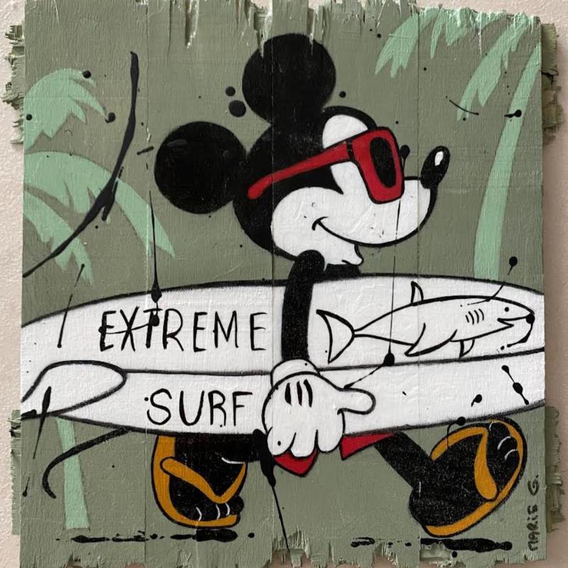Gemälde F2 Extrême surf von Marie G.  | Gemälde Pop-Art Pop-Ikonen Holz Acryl Collage
