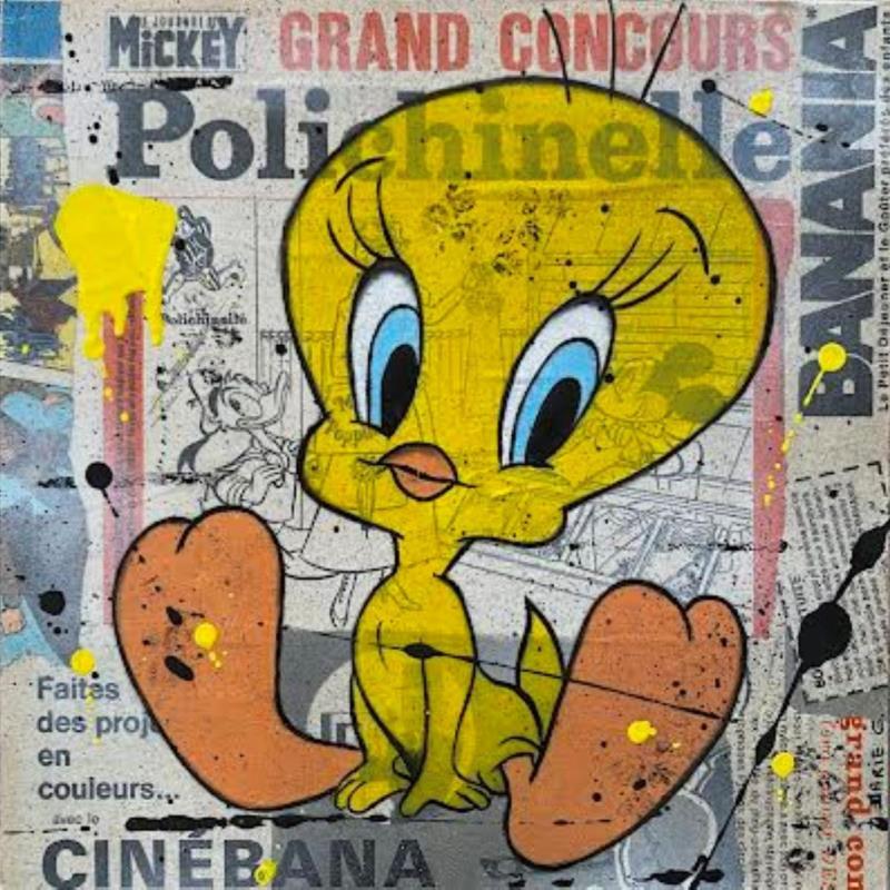 Painting F3 Polichinelle by Marie G.  | Painting Pop-art Pop icons Wood Acrylic Gluing