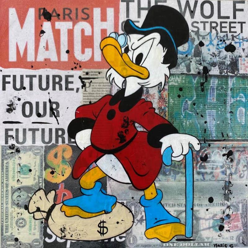 Gemälde F4 Fière de ses dollars ! von Marie G.  | Gemälde Pop-Art Pop-Ikonen Holz Acryl Collage