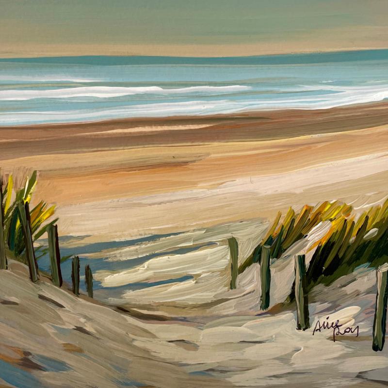 Painting Les dunes le soir by Alice Roy | Painting Figurative Landscapes Marine Oil