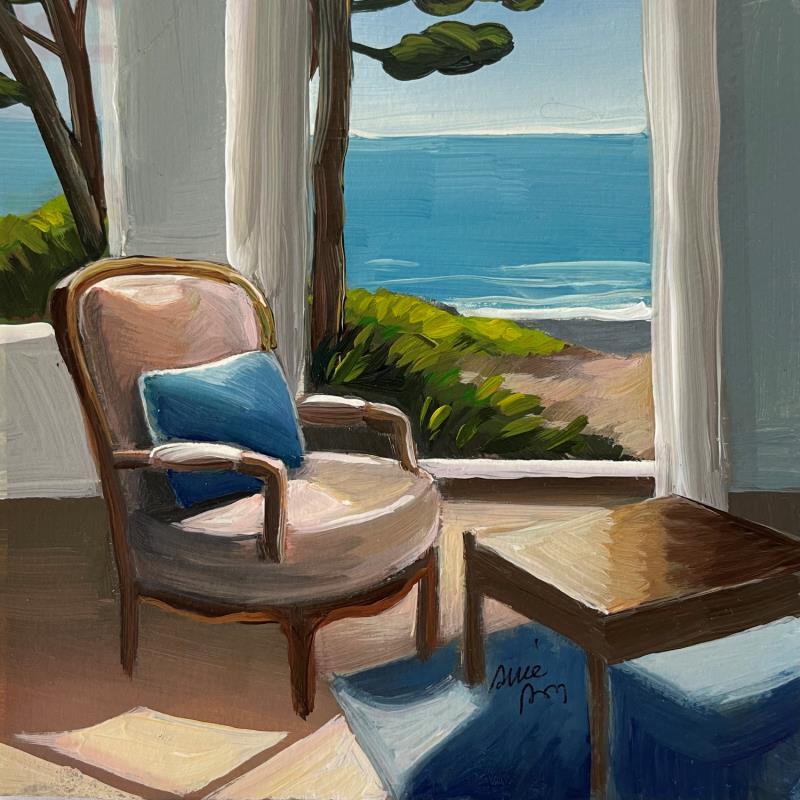 Gemälde F1 le fauteuil au coussin bleu 10009-21423-20240322-3 von Alice Roy | Gemälde Figurativ Marine Alltagsszenen Öl