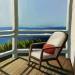 Peinture F1 fauteuil sur la terrasse au coussin rouge 10009-21423-20240322-4 par Alice Roy | Tableau Figuratif Marine Scènes de vie Huile