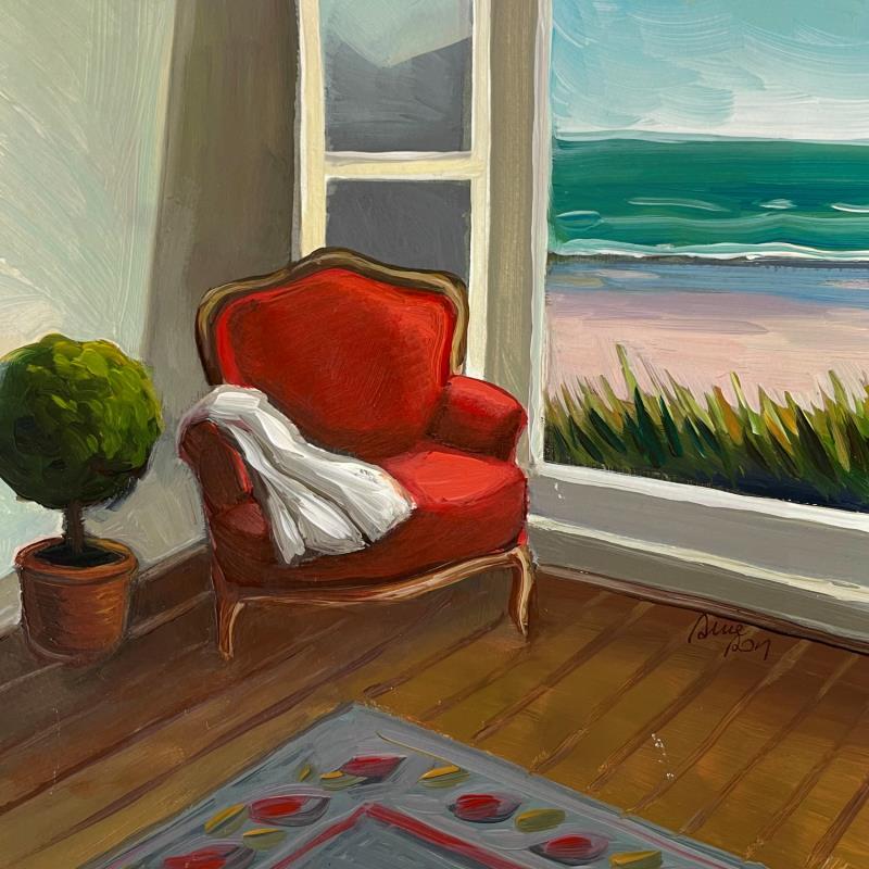 Gemälde F2 Le fauteuil rouge 10009-21423-20240322-7 von Alice Roy | Gemälde Figurativ Alltagsszenen Architektur Öl