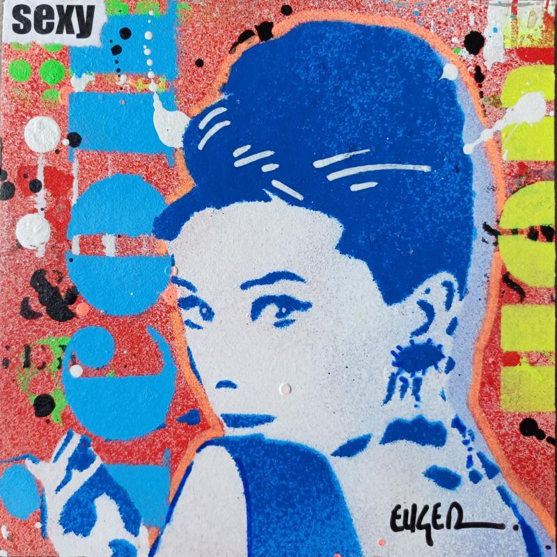 Painting AUDREY HEPBURN by Euger Philippe | Painting Pop-art Acrylic, Cardboard, Gluing Pop icons