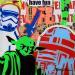 Painting R2D2 AND CIE by Euger Philippe | Painting Pop-art Pop icons Cardboard Acrylic Gluing