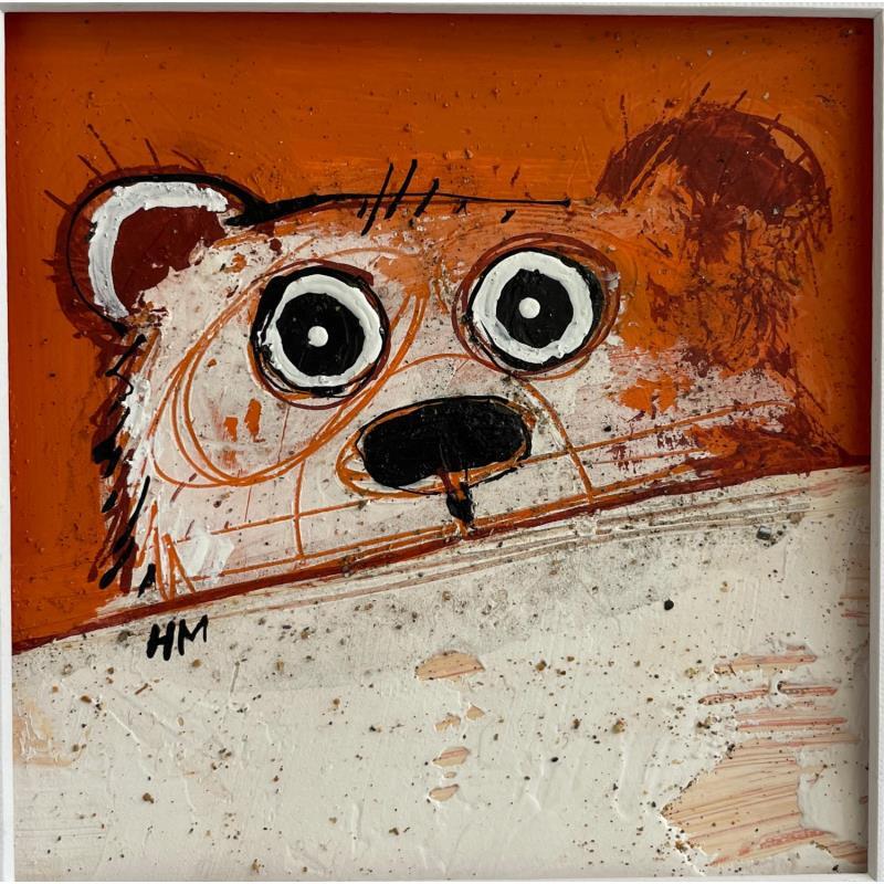 Painting Bear in Bed by Maury Hervé | Painting Raw art Animals Ink Sandstone