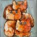 Painting 3 Cats by Maury Hervé | Painting Raw art Animals Ink Sand