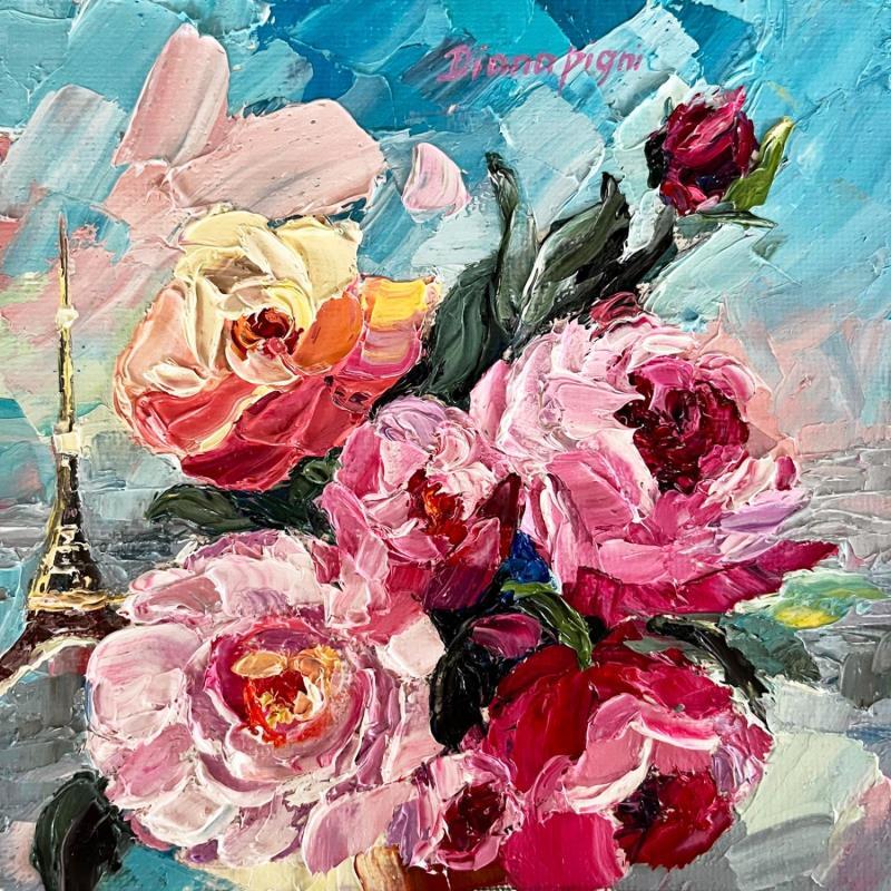 Painting Parisian Bloom by Pigni Diana | Painting Figurative Landscapes Urban Still-life Oil